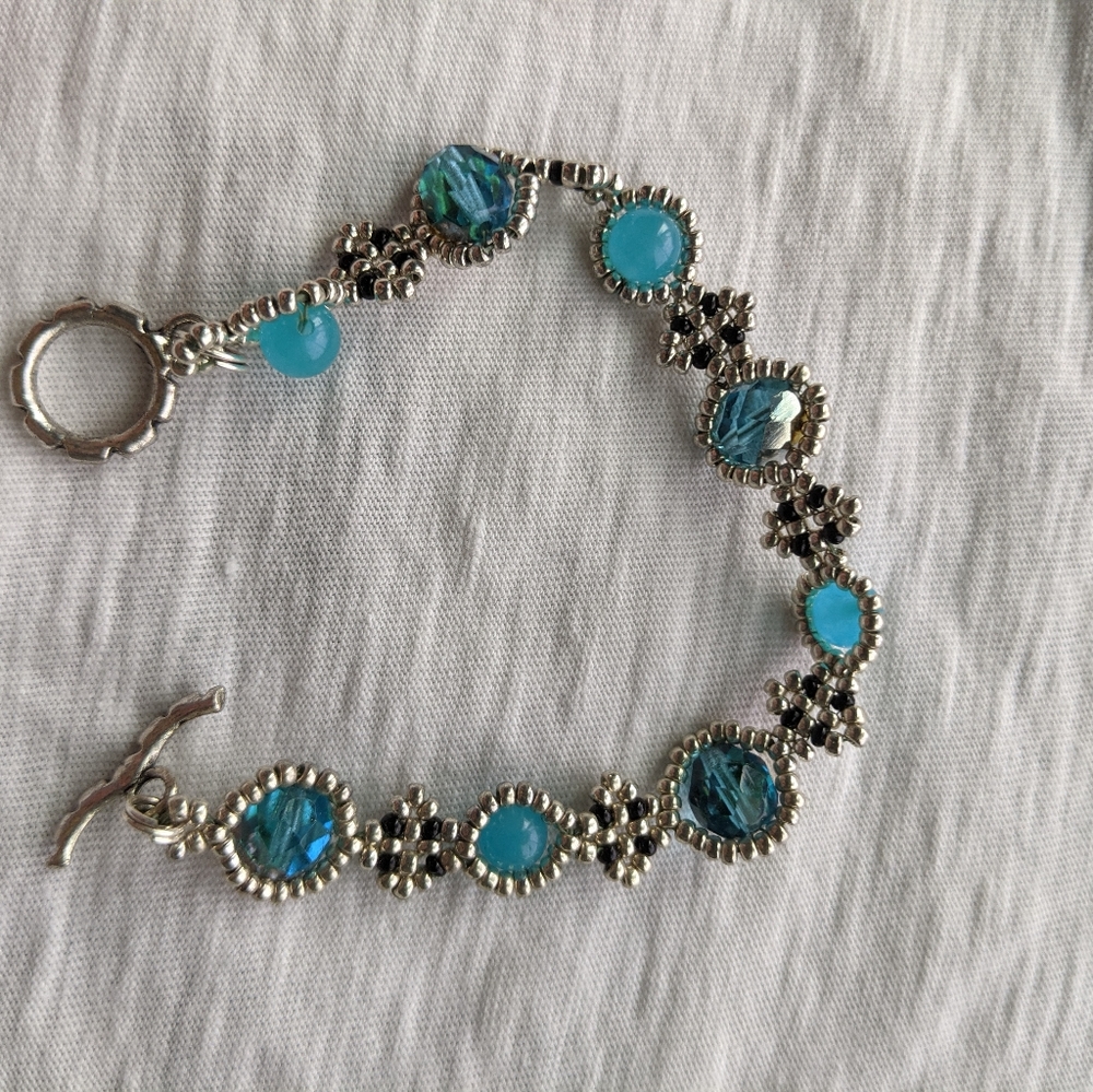 Blue silver bracelet